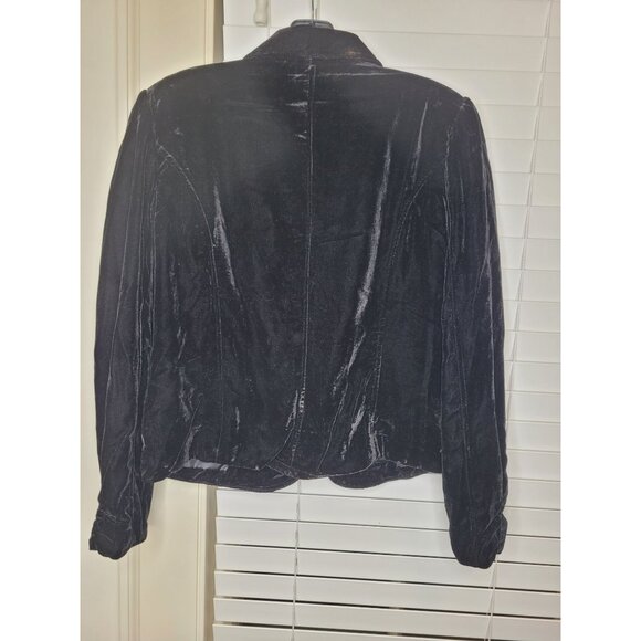New VTG Y2K Womens Black Velvet Blazer Jacket 10 Versailles Whimsygoth coquette - Picture 2 of 6